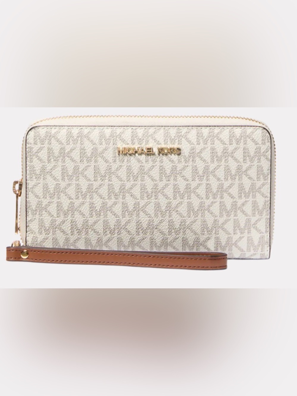 Michael Kors NWT Vanilla Combo, Jet Set Large Flat Multi-Function Wristlet